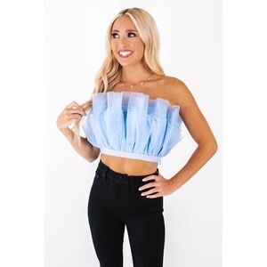 Mable Something To Talk About crop Top - Dusty Blue size S